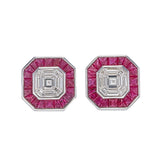 Piecut diamond earrings with invisible set Ruby