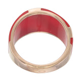 Red Ceramic Ring Set in 18kt Pink Gold with Dazzling Diamonds