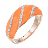 Neon Orange Ceramic & 18kt Yellow Gold Ring with Sparkling Natural Diamonds