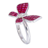 AR1329: Dazzling Invisible Set Butterfly Ring Featuring Ruby
