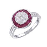 Marquise Princess Illusion Ring with Halo of Invisible Set Rubies A Stunning, Elegant Design with Timeless Sparkle