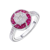 Marquise Princess Illusion Ring with Halo of Invisible Set Rubies  Elegant Timeless Design with a Touch of Vibrant Color