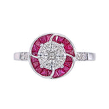 Marquise Princess Illusion Ring with Halo of Invisible Set Rubies  Elegant Timeless Design with a Touch of Vibrant Color