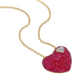 Chic Invisible Set Ruby Heart Necklace for Stylish Women and Girls