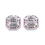 Chic Piecut Diamond Earrings with Invisible Set Ruby 