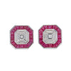 Exquisite Piecut Diamond Earrings with Invisible Set Ruby