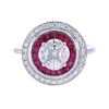 Glamourous Diamond Cluster with Hidden Ruby Elegance Ring