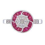 Marquise Princess Illusion Ring with Halo of Invisible Set Rubies  Elegant Timeless Design with a Touch of Vibrant Color