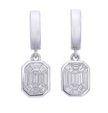 TE022 1 ct Face-Up Each Emerald Cut FVVS Diamond Bezel Set Earrings French Wire Drop Dangle Design in 18K Gold