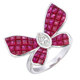 Butterfly Ring with Invisible Set Ruby Diamonds A Sparkling Elegant Design Symbolizing Freedom and Beauty