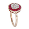 Cluster of diamonds & invisible set ruby ring.