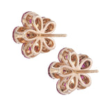 Invisible Set Minimal Ruby Diamond Flower Earrings Elegant Subtle Sparkle with a Touch of Color