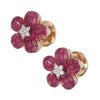 Invisible Set Minimal Ruby Diamond Flower Earrings Elegant Subtle Sparkle with a Touch of Color