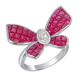 Butterfly Ring with Invisible Set Ruby Diamonds A Sparkling Elegant Design Symbolizing Freedom and Beauty