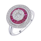 Radiant Cluster Diamond & Invisible Set Ruby Ring