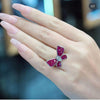 Butterfly Ring with Invisible Set Ruby Diamonds A Sparkling Elegant Design Symbolizing Freedom and Beauty