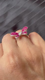 Butterfly Ring with Invisible Set Ruby Diamonds A Sparkling Elegant Design Symbolizing Freedom and Beauty