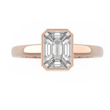 18k Emerald Cut Illusion Setting Diamond Ring for Every Woman