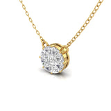 Pizza Cut Diamond Pendant with Round Diamond Invisible Illusion Necklace