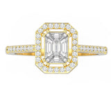 TR013 - Stunning 18k Emerald Cut Illusion Setting Diamond Ring