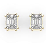 TE011 Diamond Earrings: 18k Emerald Cut Illusion Setting for Women, Girls