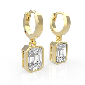 TE021 Diamond Earrings - 18k Emerald Cut Illusion Setting for Women & Girls