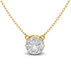 TNK017 Pizza Cut Diamond Pendant with Round Diamond Invisible Illusion Necklace
