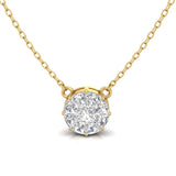 TNK017 Pizza Cut Diamond Pendant with Round Diamond Invisible Illusion Necklace
