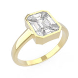 TR012 18k Step Cut Mosaic Pie Cut Diamond Ring for Girls