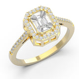 TR013 - Stunning 18k Emerald Cut Illusion Setting Diamond Ring