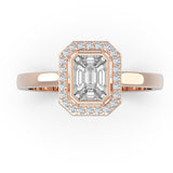 TR017 - 18k Emerald Cut Illusion Diamond Ring