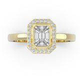 TR017 - Radiant 18k Diamond Ring with Unique Step Cut Mosaic Design for Girls