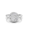 TR065 - Classic Pizza Cut Diamond Ring with Modern Round Diamond Illusion Bezel Setting
