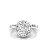 TR065 - Classic Pizza Cut Diamond Ring with Modern Round Diamond Illusion Bezel Setting
