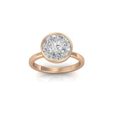 TR065 - Pizza Cut Diamond Ring with Round Diamond Illusion and Chic Bezel