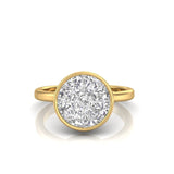 TR065 - Sophisticated Pizza Cut Diamond Ring with Round Diamond Illusion in Sleek Bezel Setting
