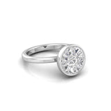 TR065 - Timeless Pizza Cut Diamond Ring with Round Diamond Illusion Bezel Design
